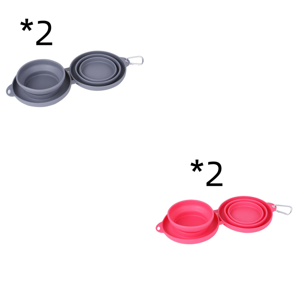 Collapsible Double Pet Bowl with Mat – Travel Dog & Cat Feeder