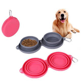Collapsible Double Pet Bowl with Mat – Travel Dog & Cat Feeder
