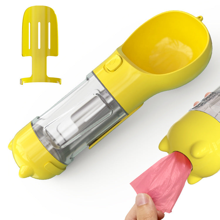 3-in-1 Portable Dog Water Bottle with Food & Waste Bag Holder