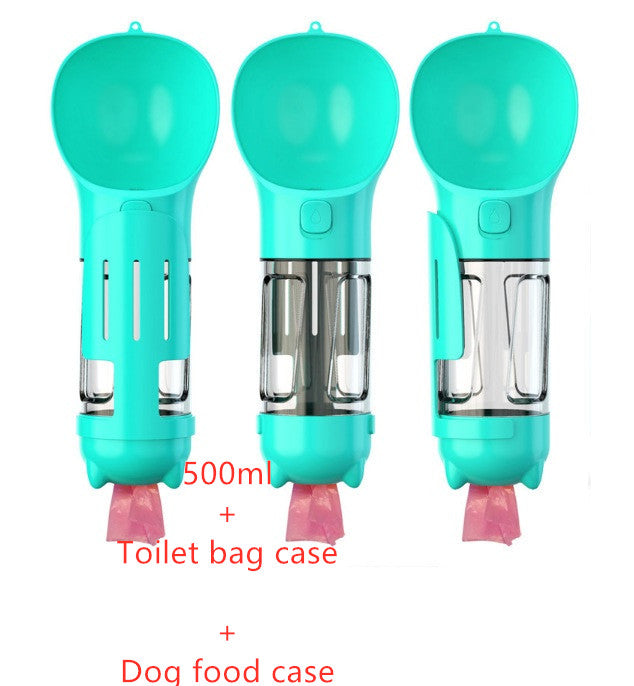 3-in-1 Portable Dog Water Bottle with Food & Waste Bag Holder