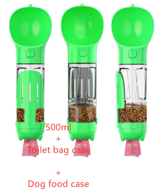3-in-1 Portable Dog Water Bottle with Food & Waste Bag Holder