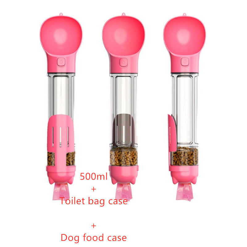 3-in-1 Portable Dog Water Bottle with Food & Waste Bag Holder