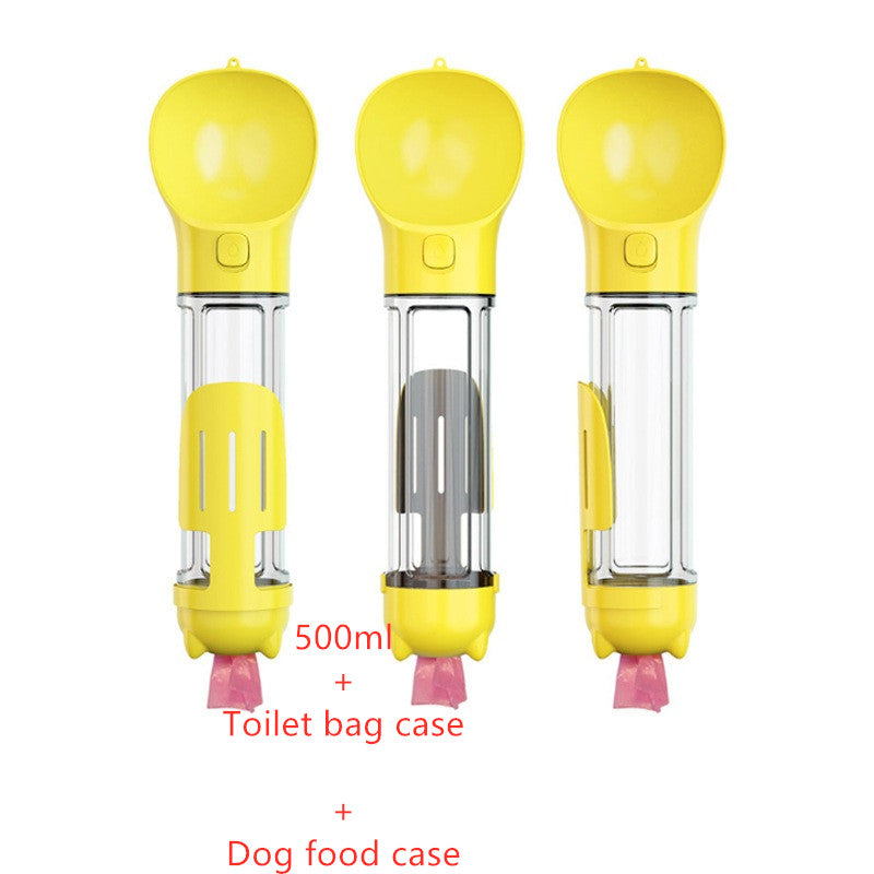 3-in-1 Portable Dog Water Bottle with Food & Waste Bag Holder