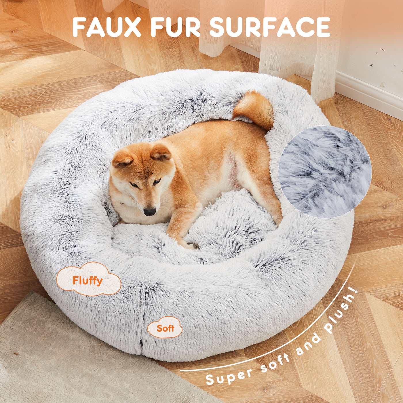 Pluma Paws Round Plush Faux Fur Dog & Cat Bed – Cozy Comfort