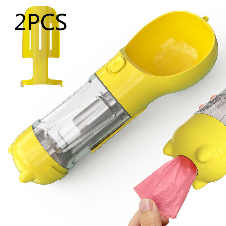 3-in-1 Portable Dog Water Bottle with Food & Waste Bag Holder