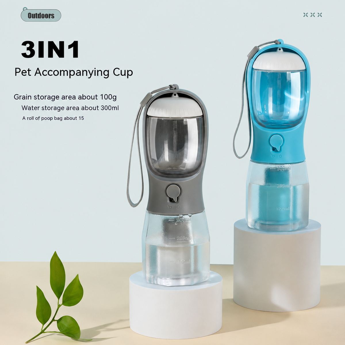 Pluma Paws 3-in-1 Dog Water Bottle