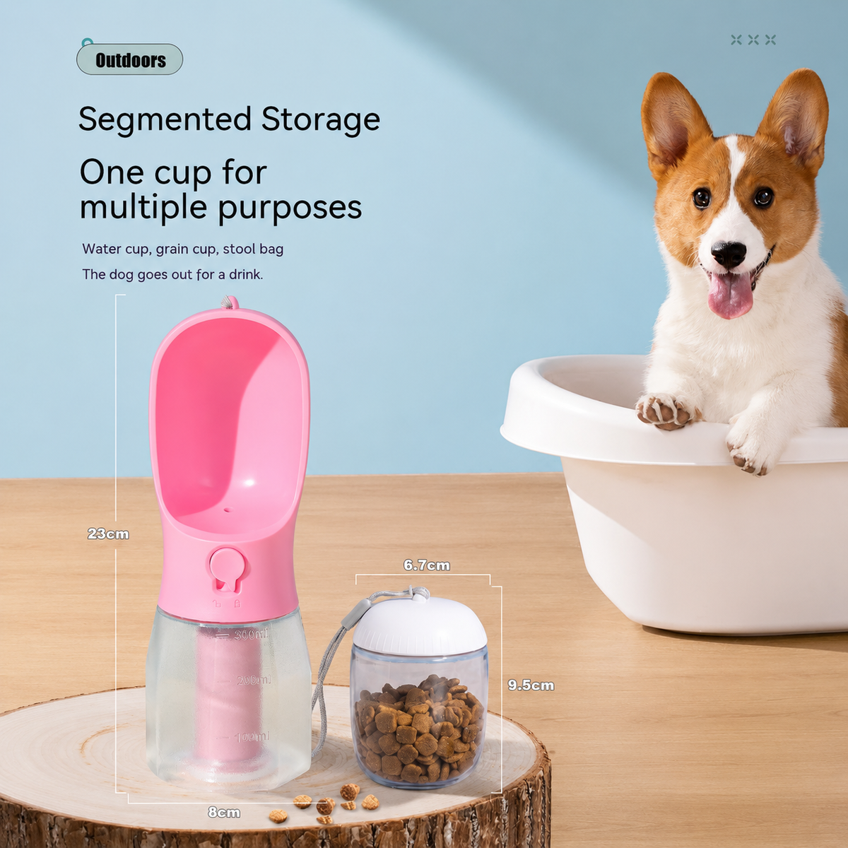 Pluma Paws 3-in-1 Dog Water Bottle