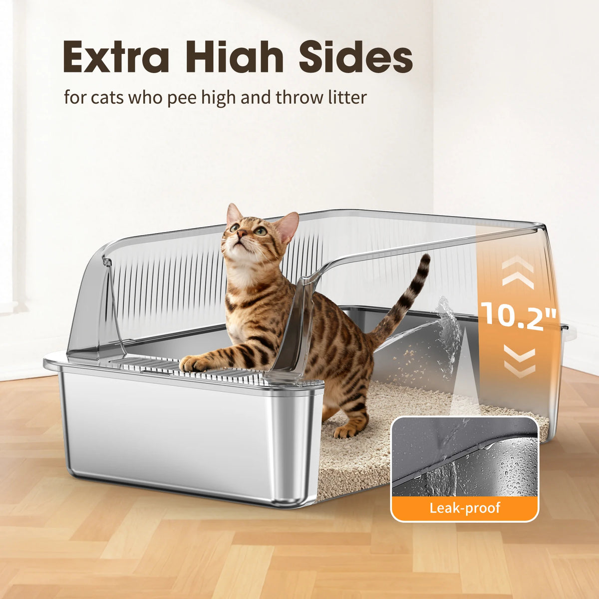 Pluma Paws Extra Large Stainless Steel Cat Litter Box