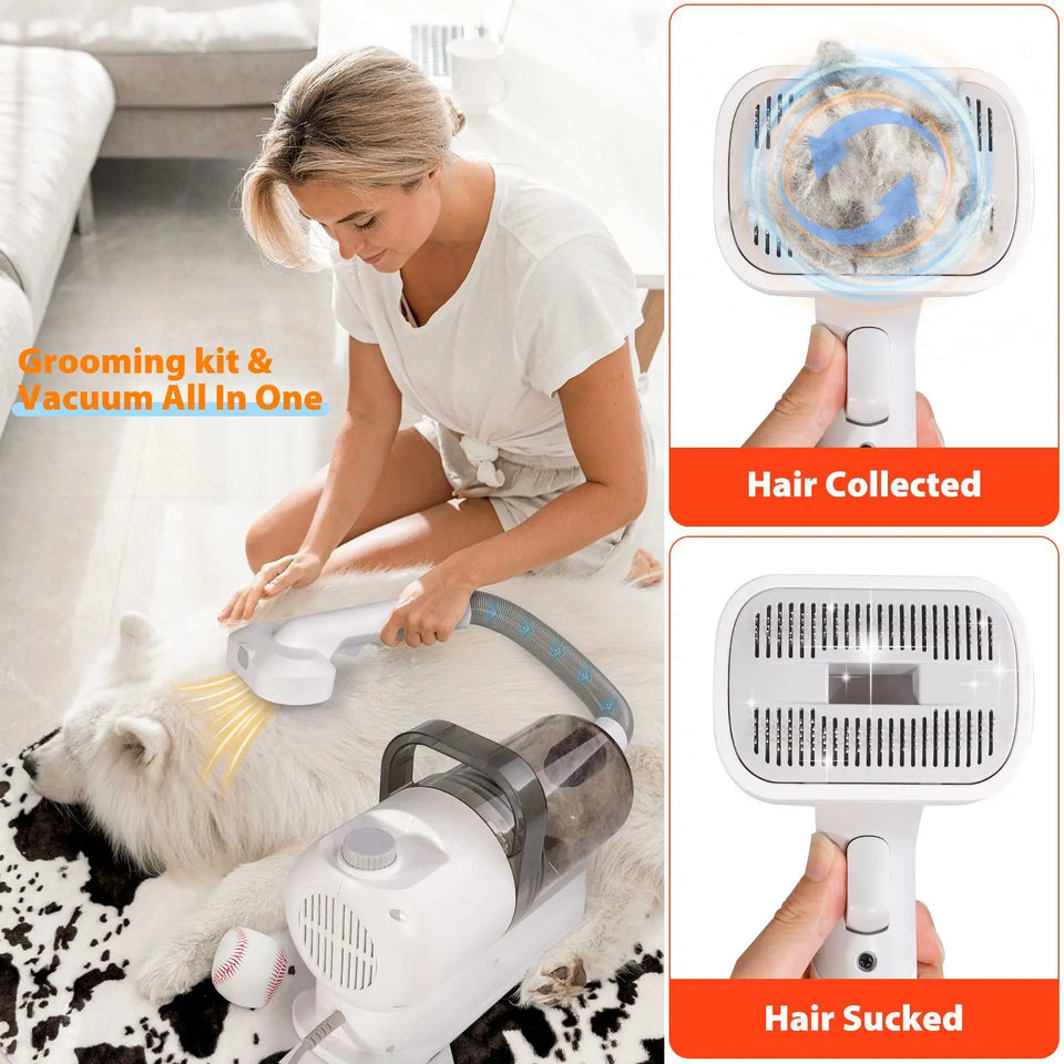 All-in-One Dog Grooming Vacuum Kit – Low Noise Pet Clipper Set