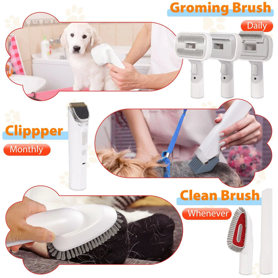 All-in-One Dog Grooming Vacuum Kit – Low Noise Pet Clipper Set