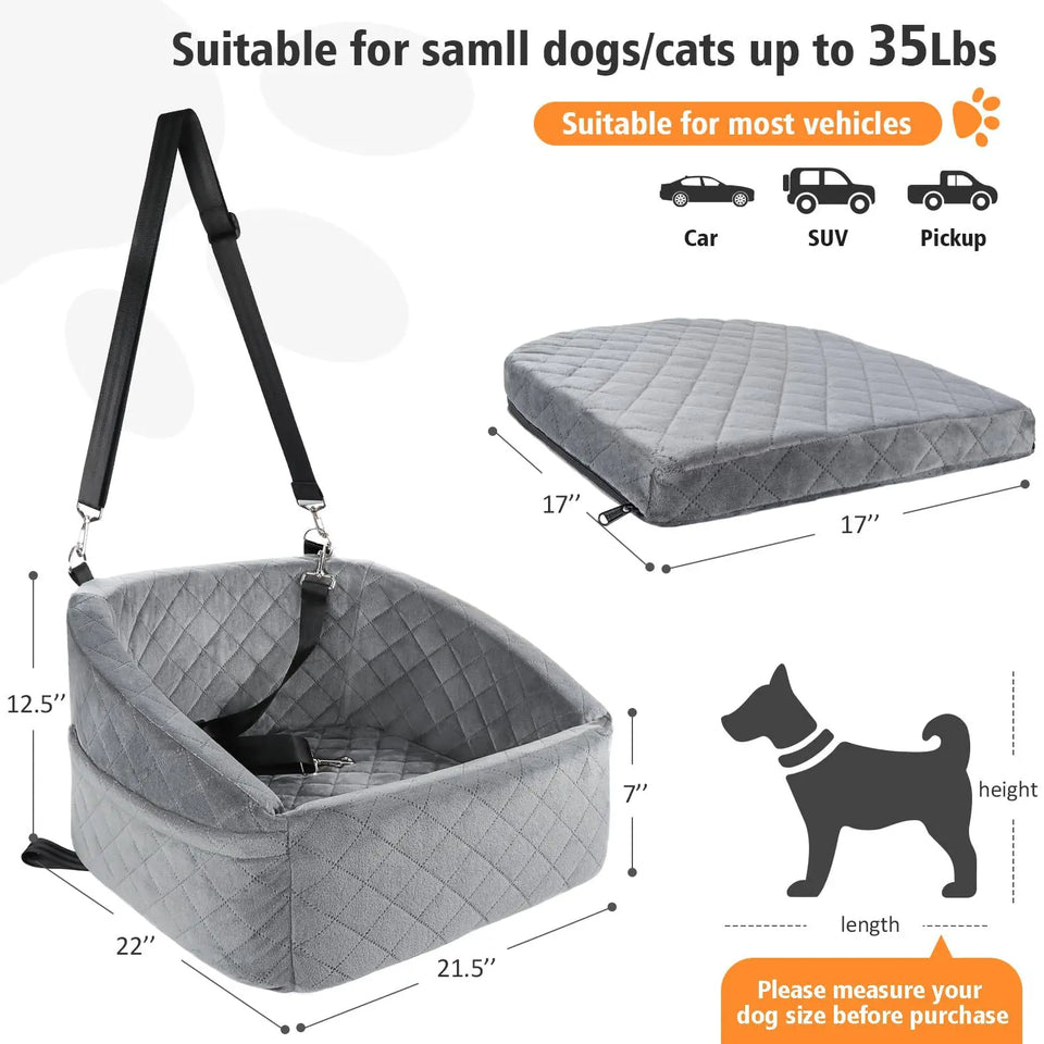 Waterproof Dog Car Seat Booster Bed Travel Carrier for Pets