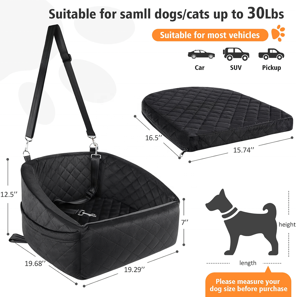 Waterproof Dog Car Seat Booster Bed Travel Carrier for Pets