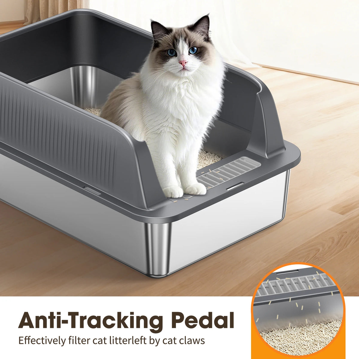 Pluma Paws Extra Large Stainless Steel Cat Litter Box