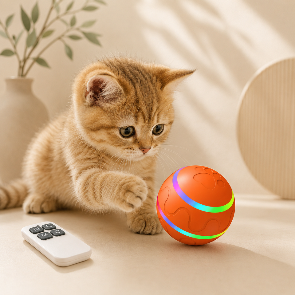 Interactive Automatic Cat Toy Ball USB Rechargeable Self-Rolling