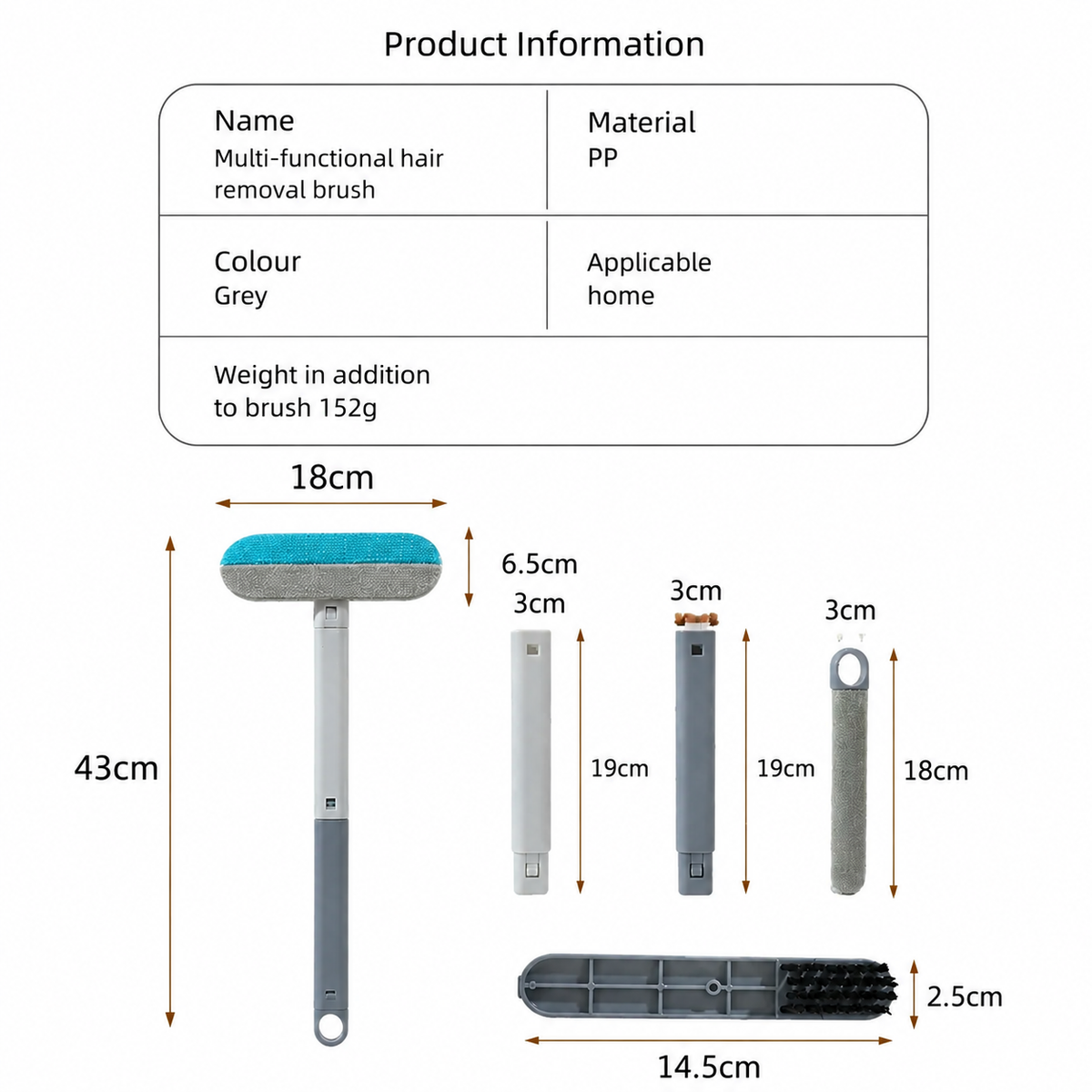 Pluma Paws multifunctional pet hair remover product information and dimensions