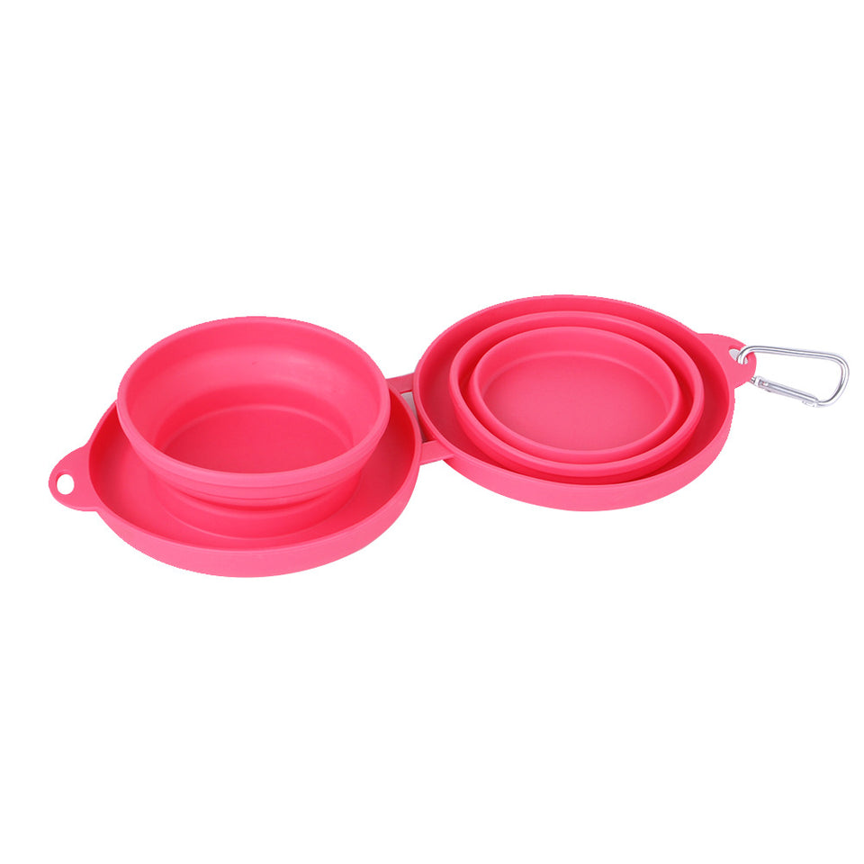 Collapsible Double Pet Bowl with Mat – Travel Dog & Cat Feeder