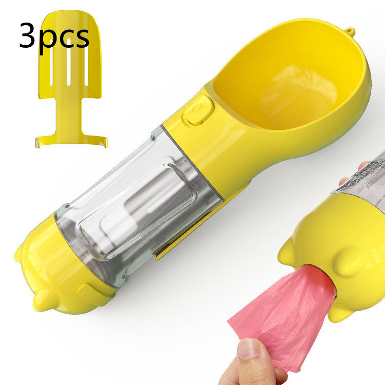 3-in-1 Portable Dog Water Bottle with Food & Waste Bag Holder