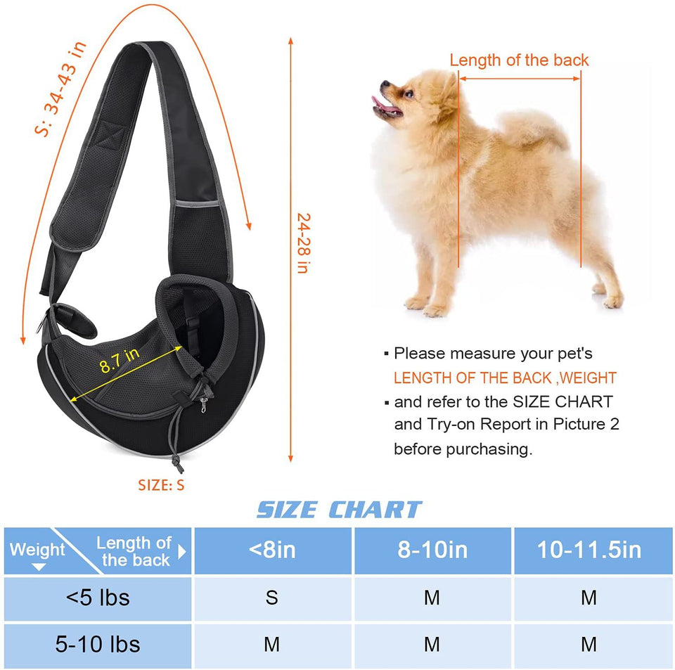 Portable Pet Carrier Sling Bag for Small Dogs & Cats Travel