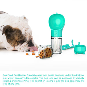 3-in-1 Portable Dog Water Bottle with Food & Waste Bag Holder