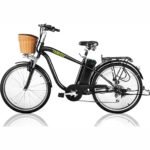 CITY ELECTRIC BICYCLE MEN 26" CAMEL BLACK with PLASTIC BASKET