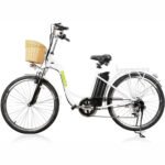CITY ELECTRIC BICYCLE WOMEN 26" CAMEL WHITE with PLASTIC BASKET