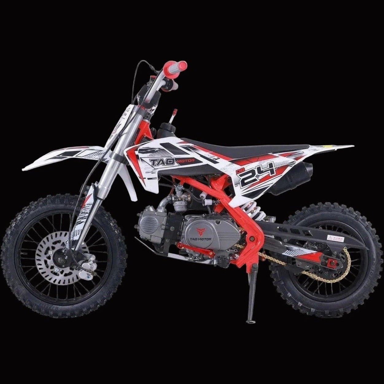 DB24_2022_studio_white_red_driverside.jpg 110cc 4 Speed Semi Automatic Dirt Bike - Image 1